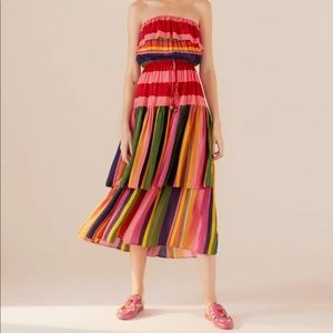 Farm Rio mixed stripes maxi dress